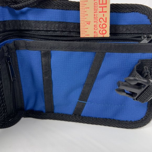 Travel Crossbody Wallet Bag Snap Closure Zippered Pockets 5" x 6" Blue Black - Picture 10 of 15